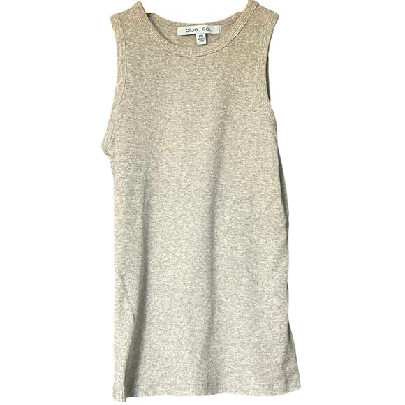 BLUE SOL Gray Ribbed Tank Top, Size M - Picture 2 of 3